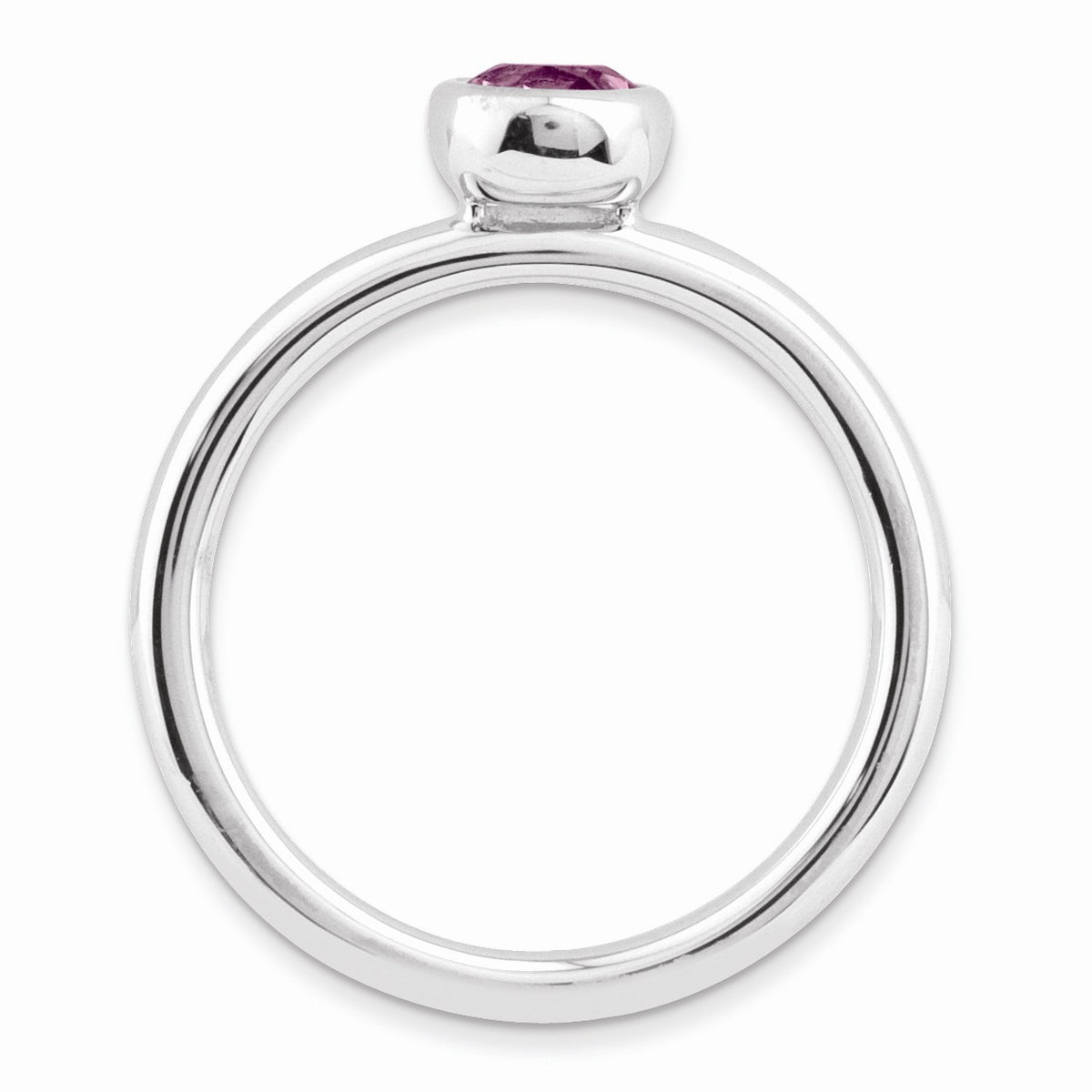 Alternate view of the Stackable Low Profile 5mm Rhodolite Garnet Silver Ring by The Black Bow Jewelry Co.