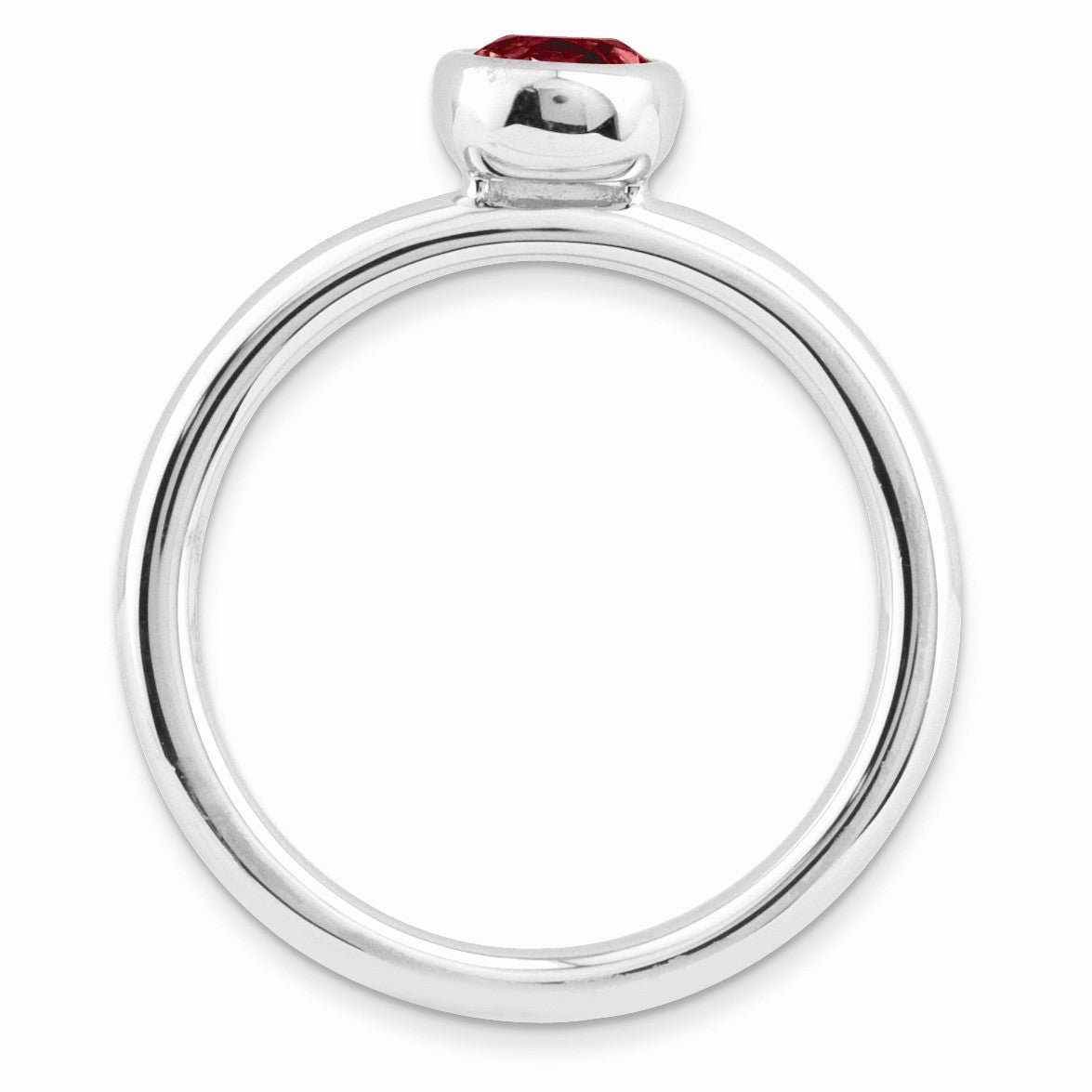 Alternate view of the Stackable Low Profile 5mm Created Ruby Sterling Silver Ring by The Black Bow Jewelry Co.