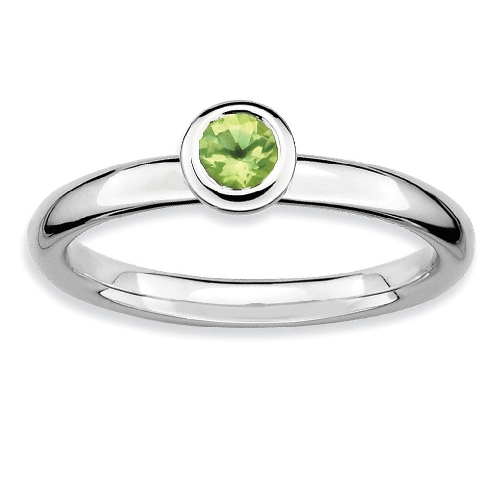 Stackable Low Profile 4mm Peridot Silver Ring, Item R9071 by The Black Bow Jewelry Co.