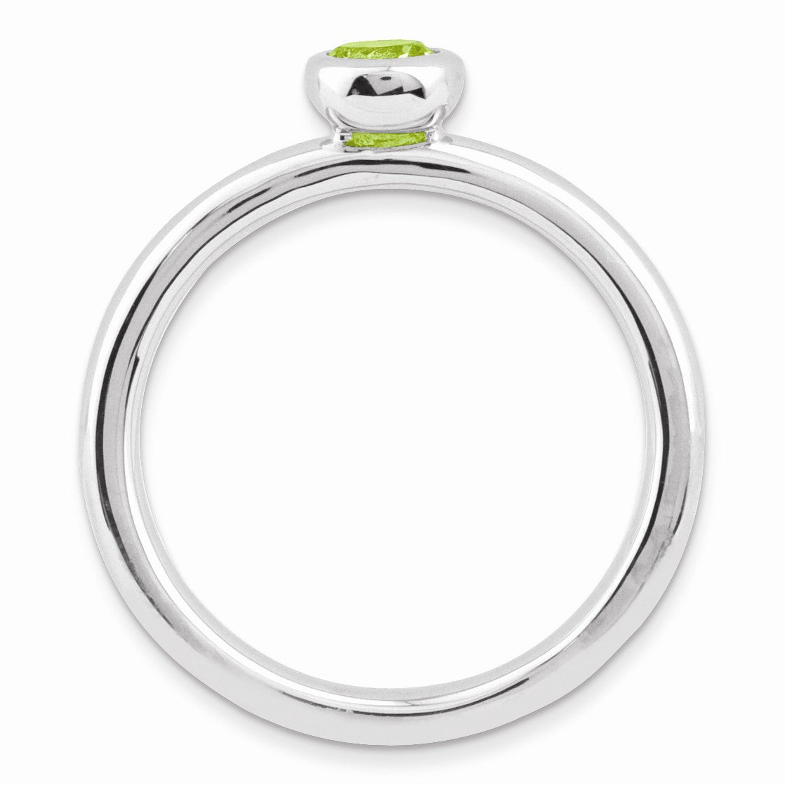 Alternate view of the Stackable Low Profile 4mm Peridot Silver Ring by The Black Bow Jewelry Co.