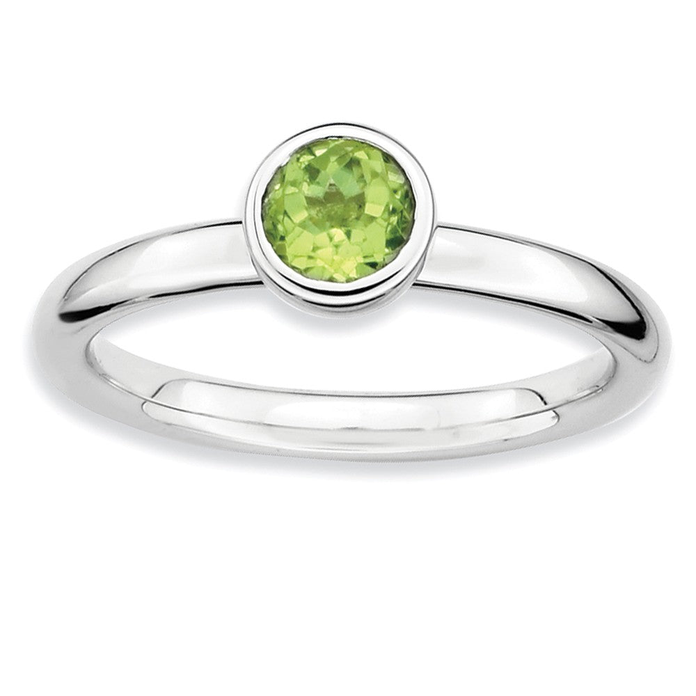 Stackable Low Profile 5mm Peridot Silver Ring, Item R9072 by The Black Bow Jewelry Co.