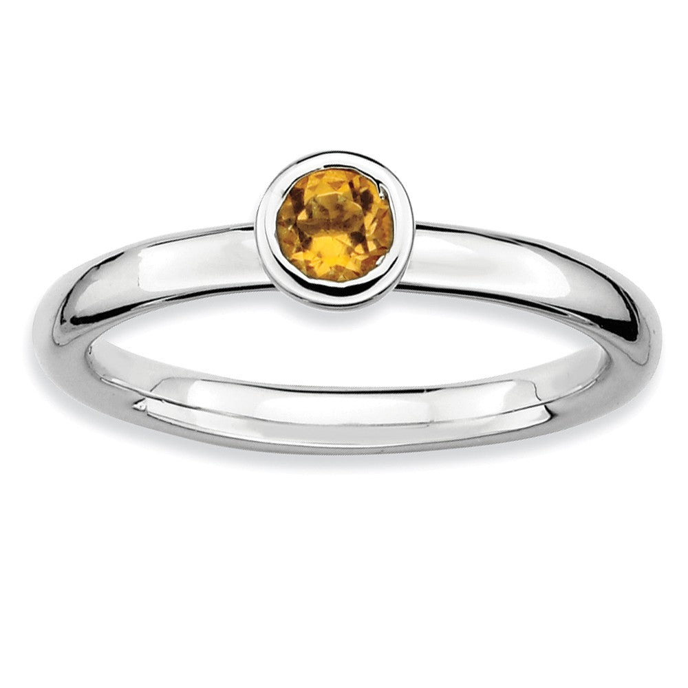 Stackable Low Profile 4mm Citrine Silver Ring, Item R9077 by The Black Bow Jewelry Co.