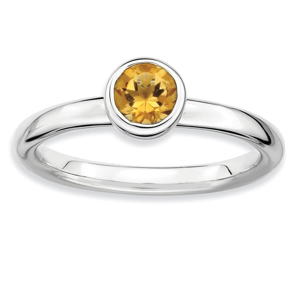 Stackable Low Profile 5mm Citrine Silver Ring, Item R9078 by The Black Bow Jewelry Co.