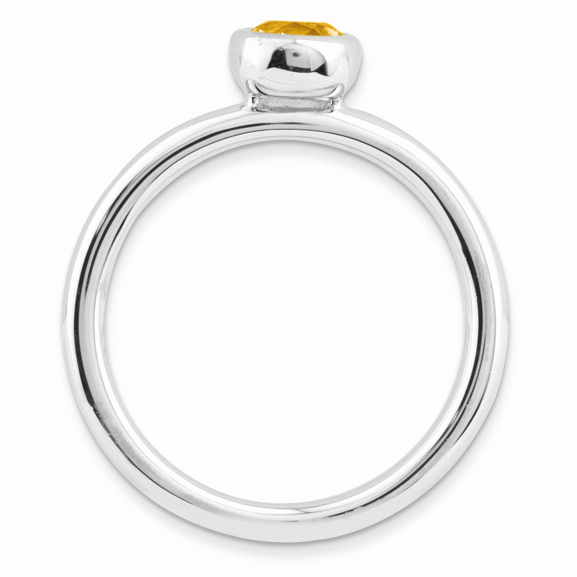 Alternate view of the Stackable Low Profile 5mm Citrine Silver Ring by The Black Bow Jewelry Co.