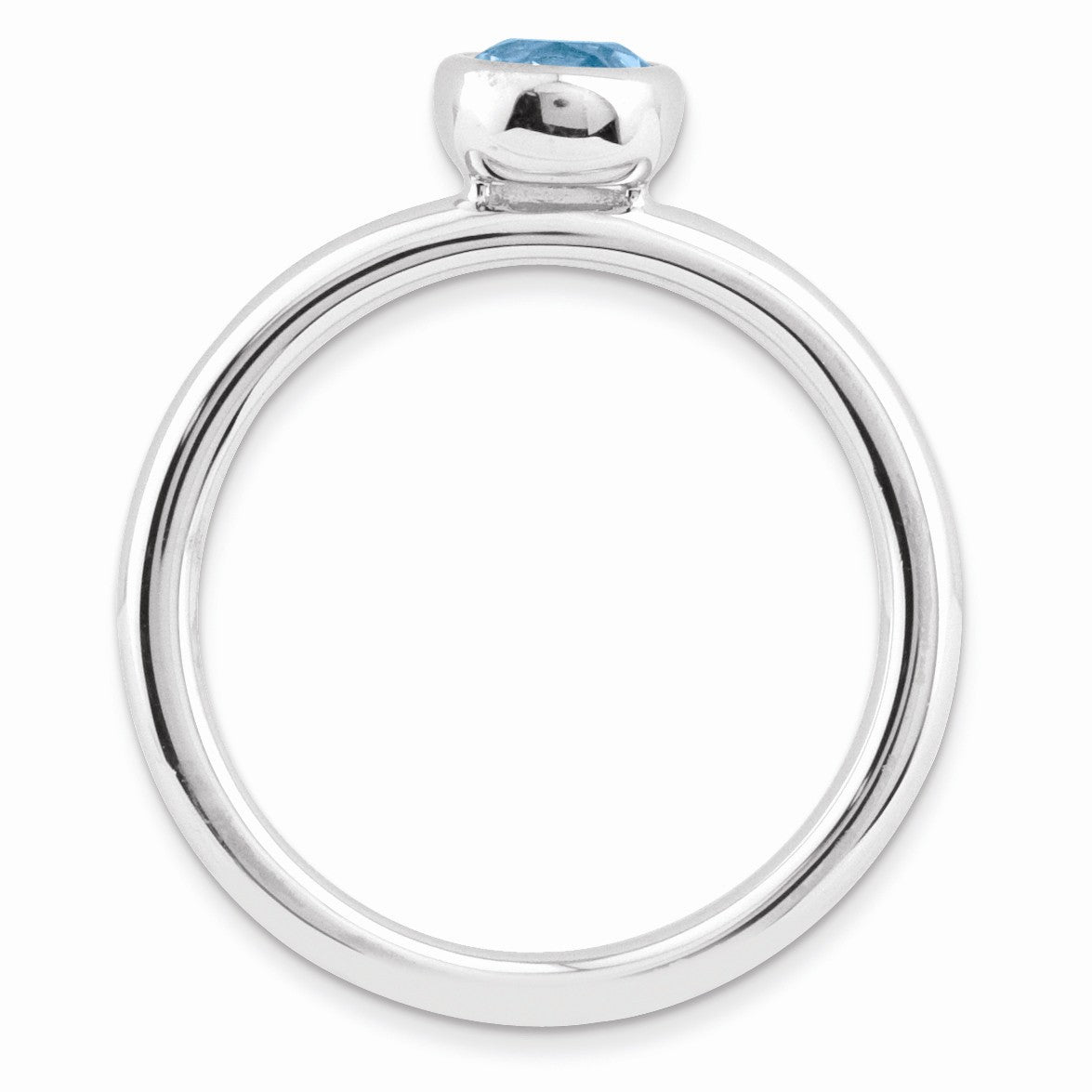 Alternate view of the Stackable Low Profile 5mm Blue Topaz Silver Ring by The Black Bow Jewelry Co.