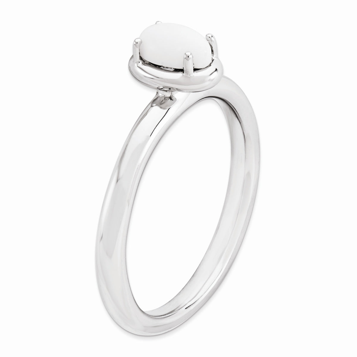 Alternate view of the Sterling Silver Stackable White Agate Ring by The Black Bow Jewelry Co.