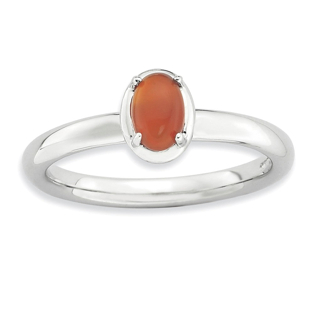 Sterling Silver Stackable Red Agate Ring, Item R9097 by The Black Bow Jewelry Co.