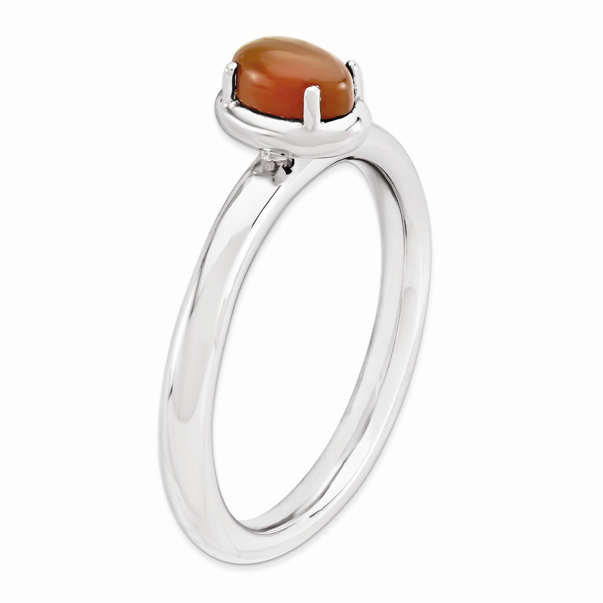 Alternate view of the Sterling Silver Stackable Red Agate Ring by The Black Bow Jewelry Co.