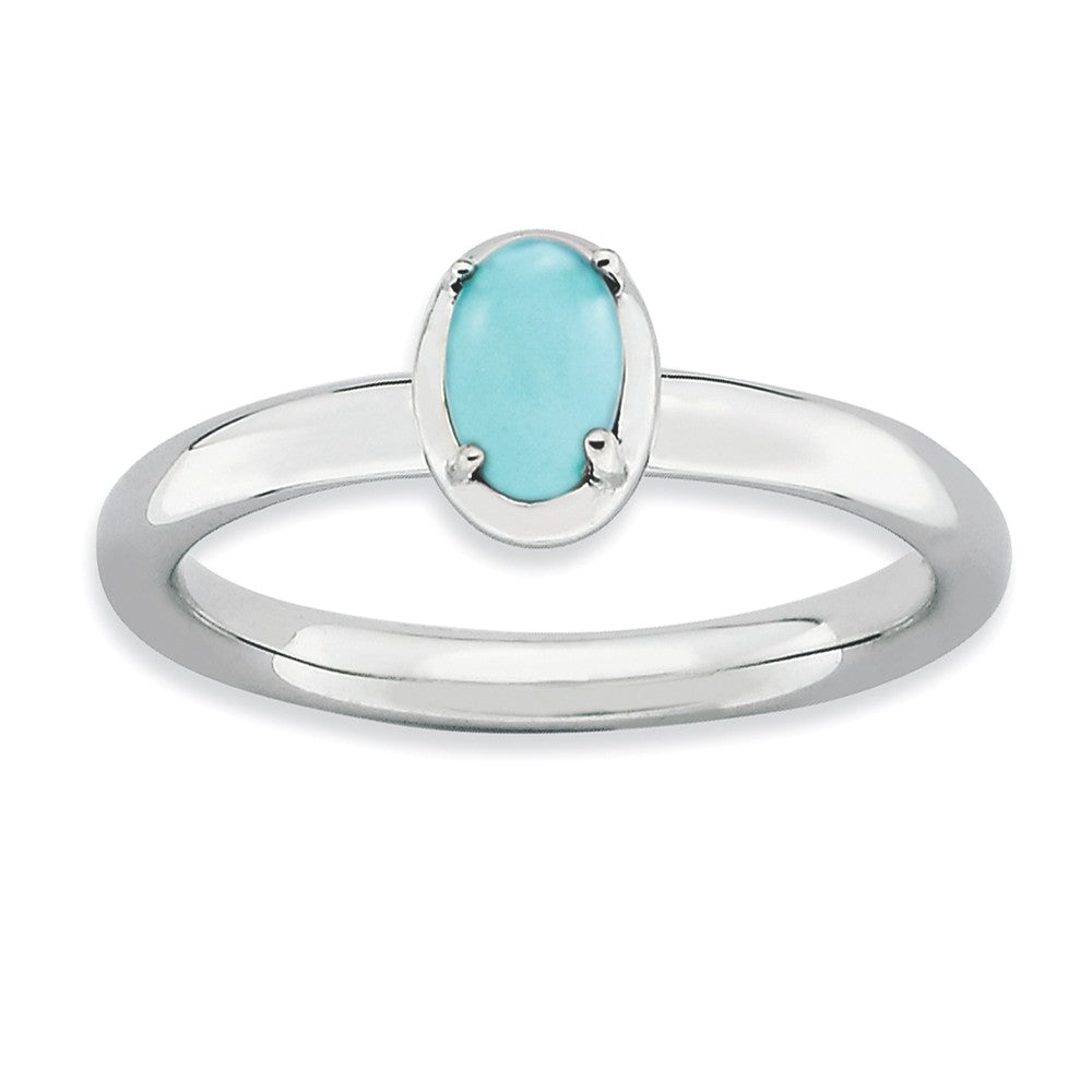 Sterling Silver Stackable Turquoise Ring, Item R9099 by The Black Bow Jewelry Co.