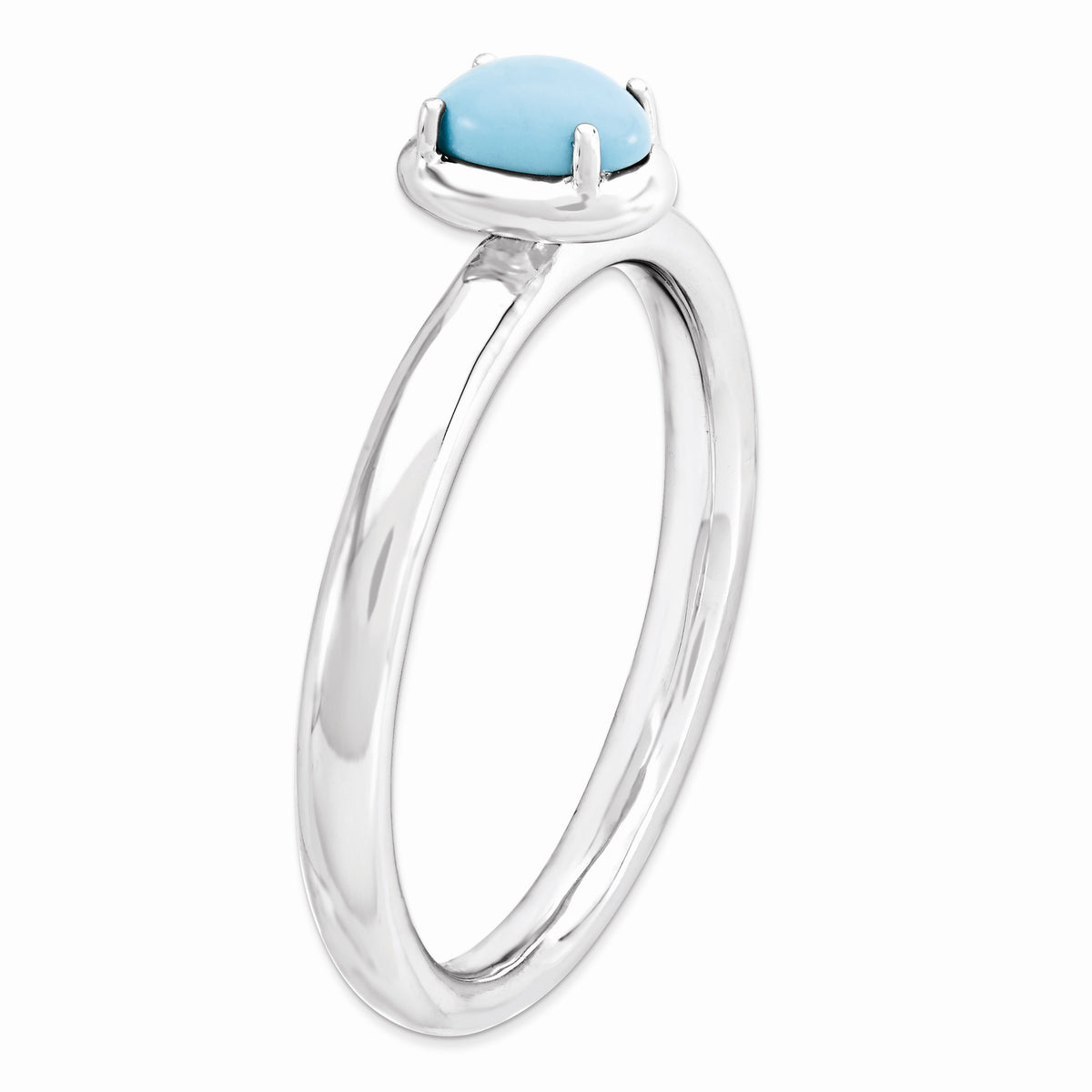 Alternate view of the Sterling Silver Stackable Turquoise Ring by The Black Bow Jewelry Co.