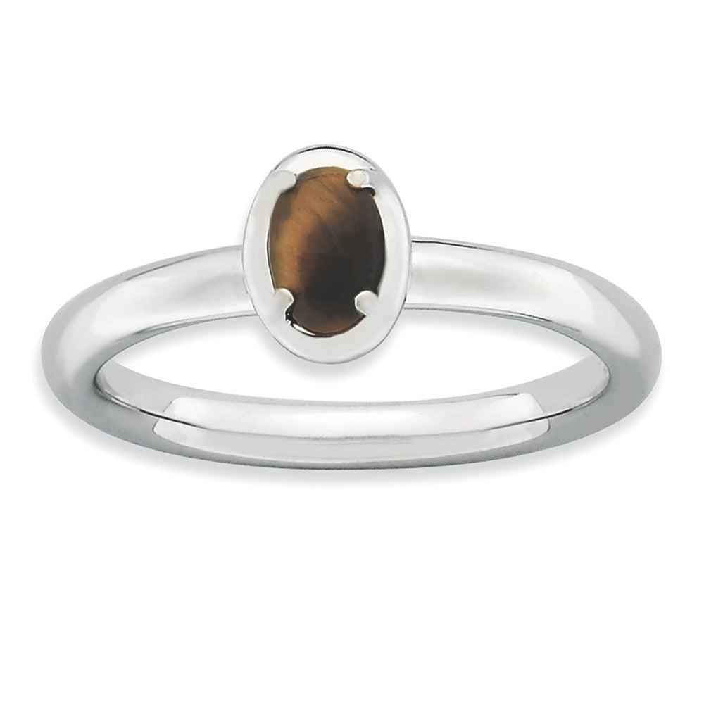 Sterling Silver Stackable Tiger&#39;s Eye 2.25mm Ring, Item R9101 by The Black Bow Jewelry Co.