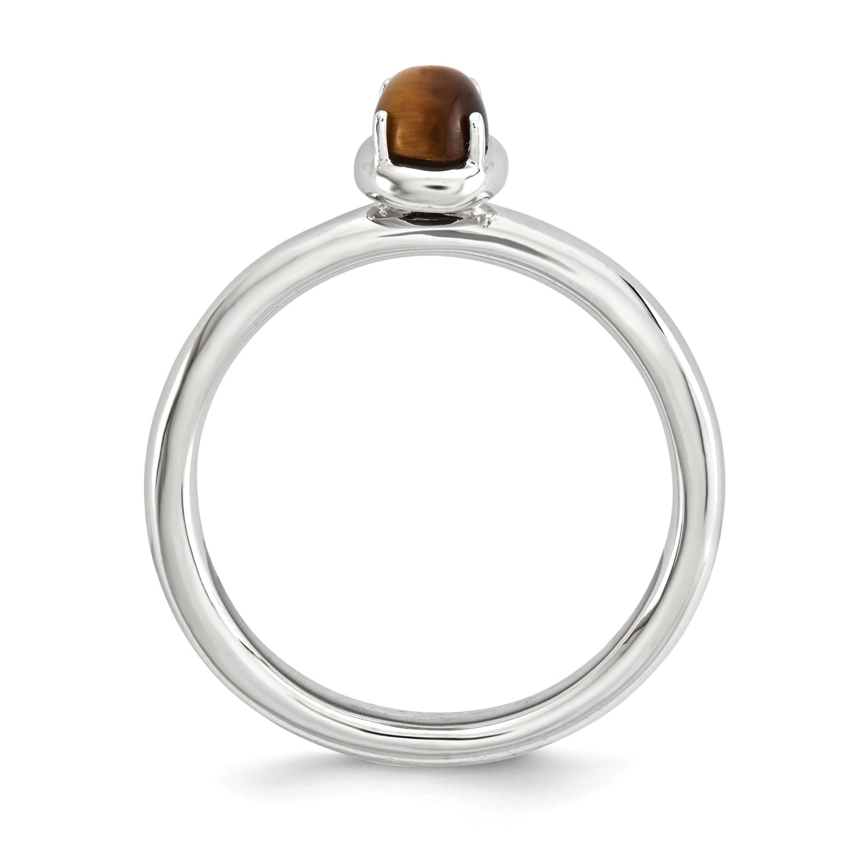 Alternate view of the Sterling Silver Stackable Tiger&#39;s Eye 2.25mm Ring by The Black Bow Jewelry Co.