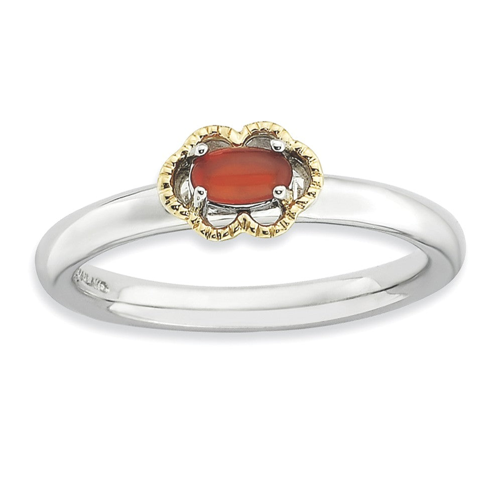 Sterling Silver Stackable Red Agate 2.25mm Ring, Item R9102 by The Black Bow Jewelry Co.