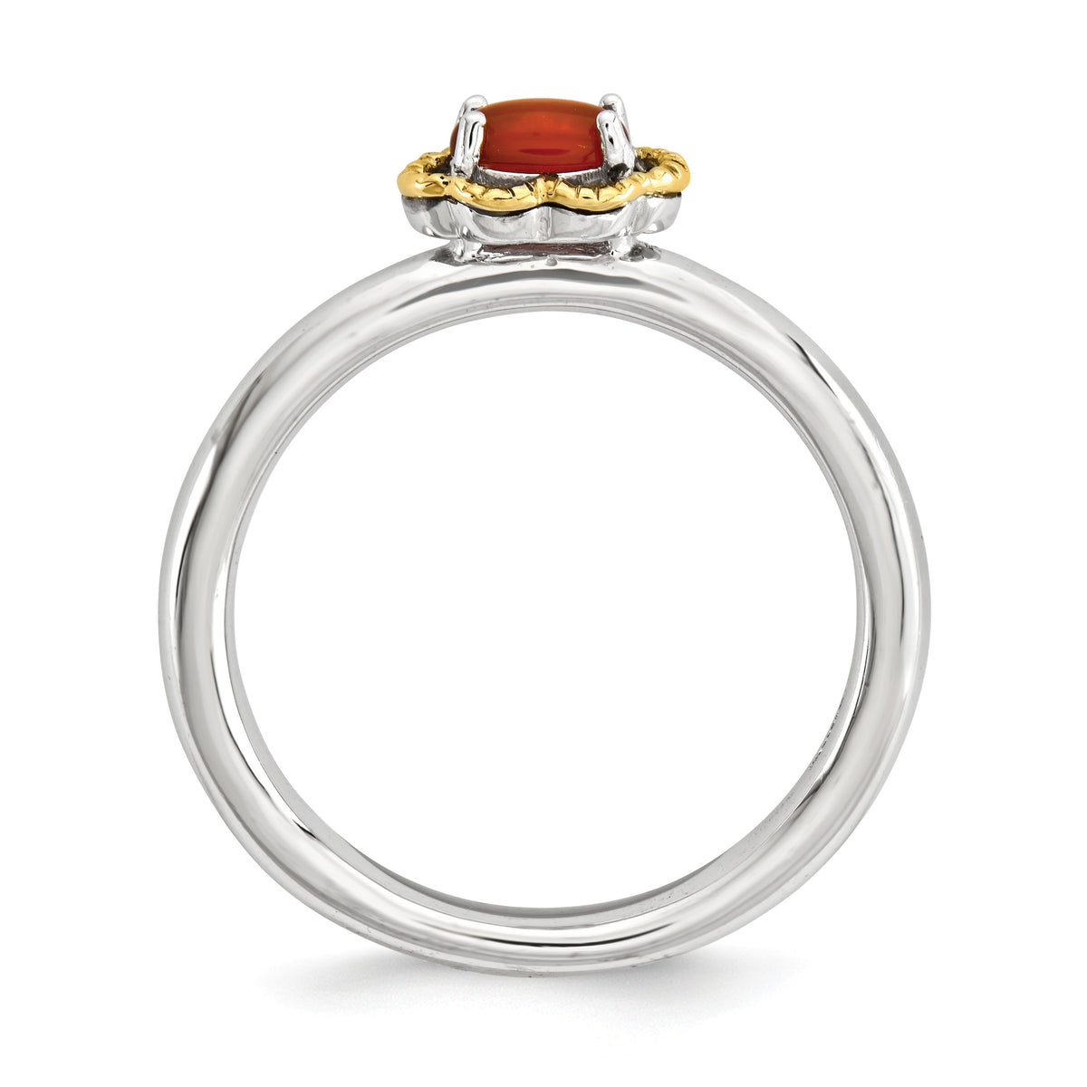 Alternate view of the Sterling Silver Stackable Red Agate 2.25mm Ring by The Black Bow Jewelry Co.