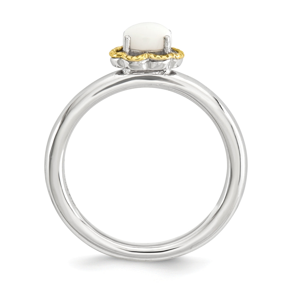 Alternate view of the Silver Stackable White Agate 2.25mm Ring by The Black Bow Jewelry Co.