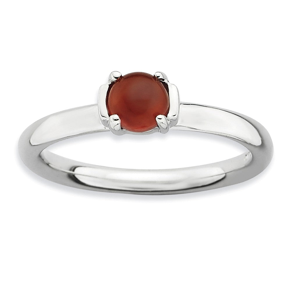 Silver Stackable Red Agate Ring, Item R9109 by The Black Bow Jewelry Co.