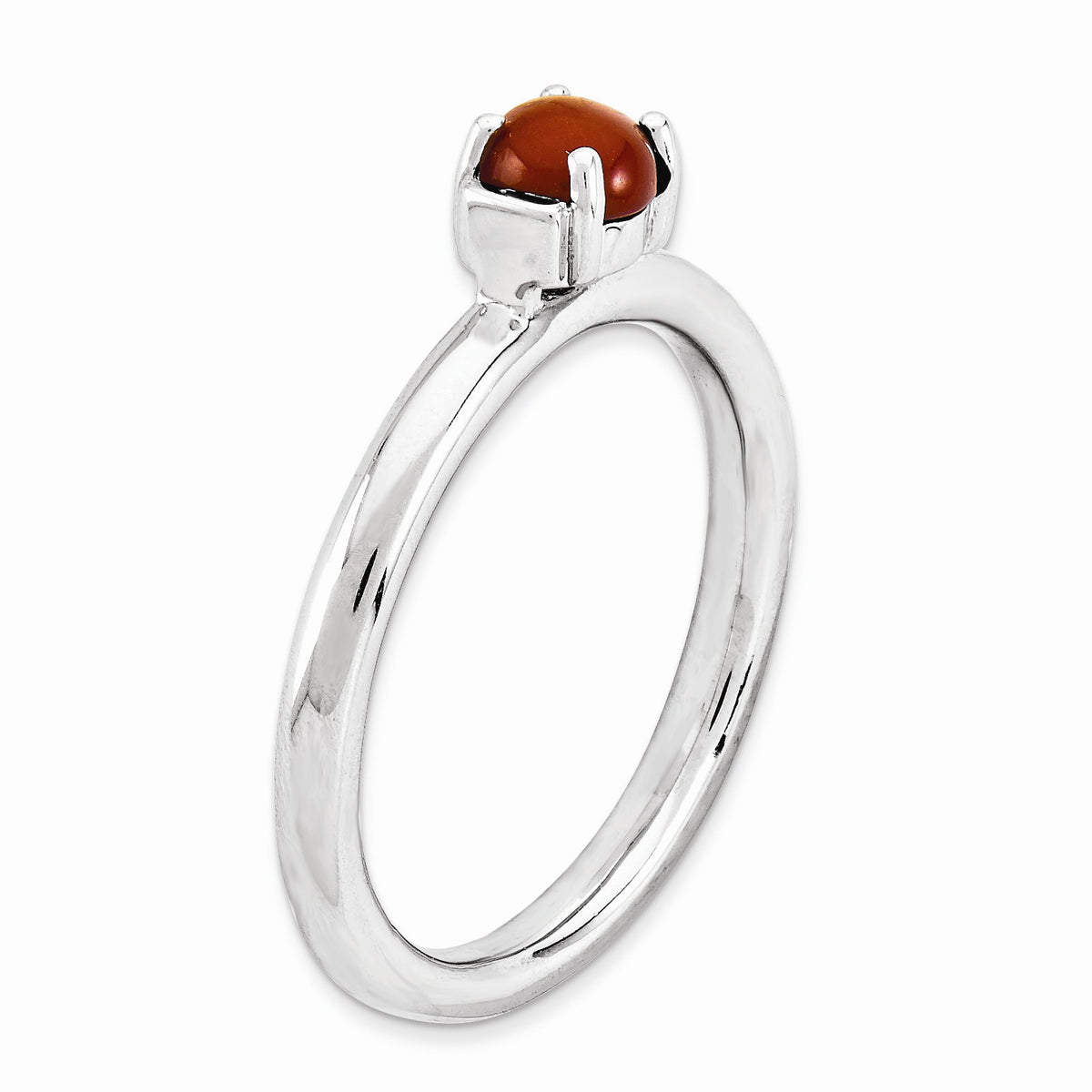 Alternate view of the Silver Stackable Red Agate Ring by The Black Bow Jewelry Co.
