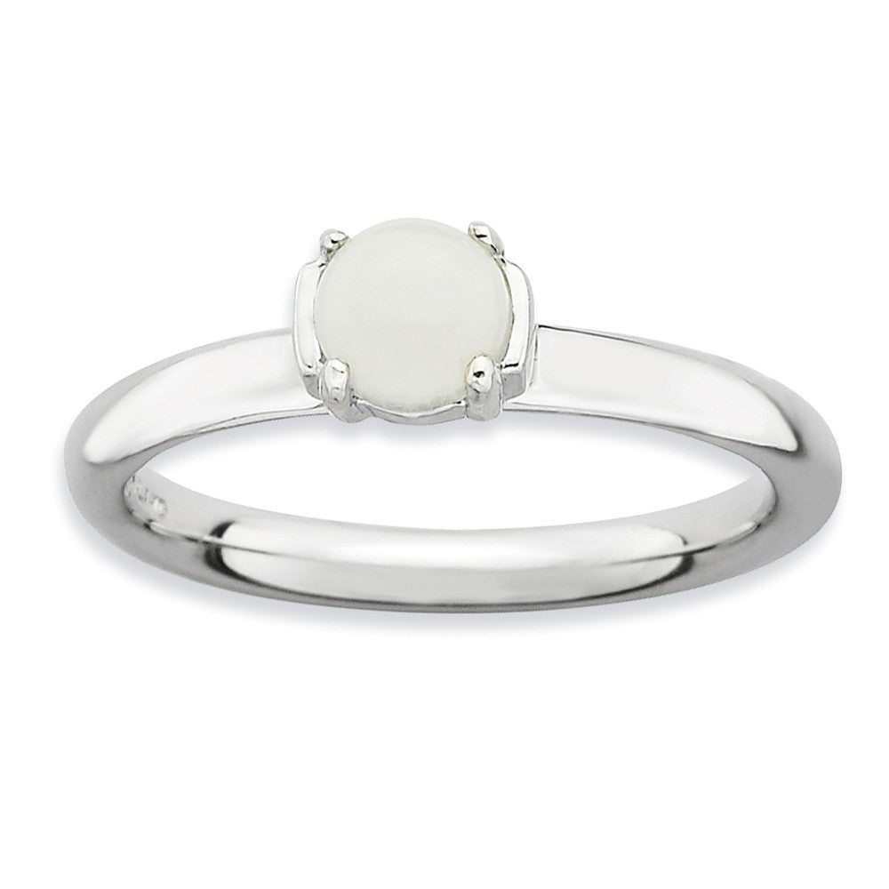 Silver Stackable White Agate Ring, Item R9112 by The Black Bow Jewelry Co.