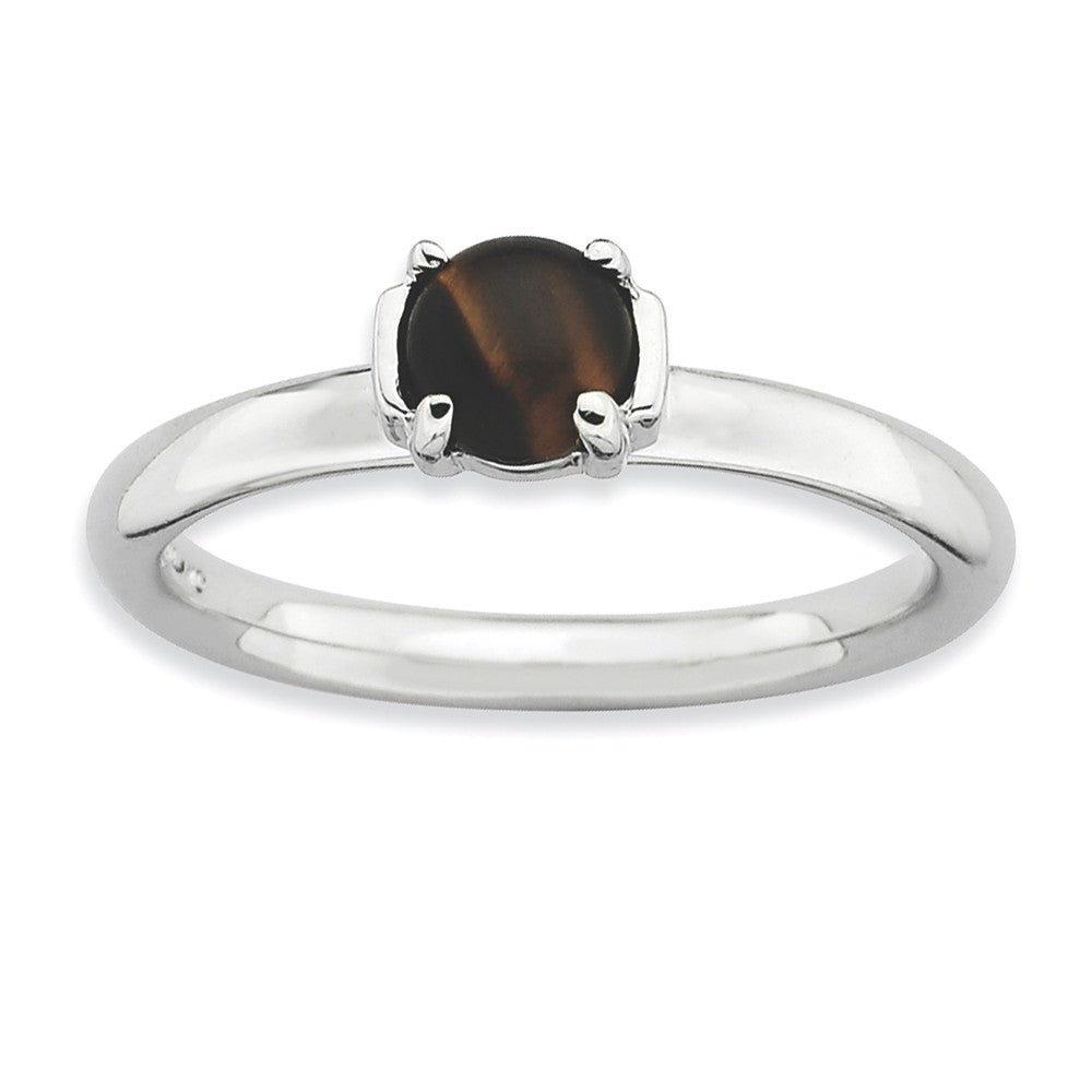 Silver Stackable Tiger&#39;s Eye Ring, Item R9115 by The Black Bow Jewelry Co.