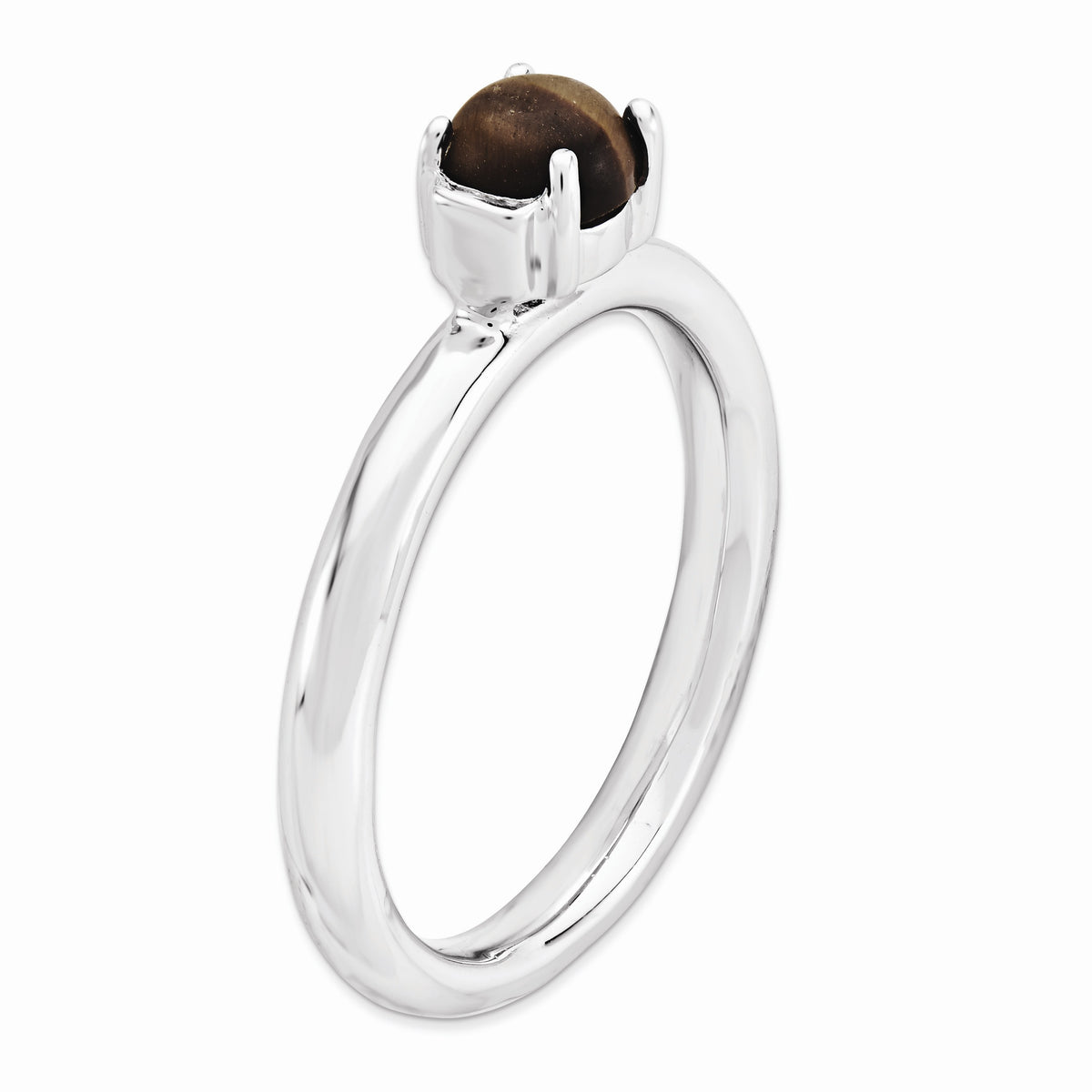 Alternate view of the Silver Stackable Tiger&#39;s Eye Ring by The Black Bow Jewelry Co.