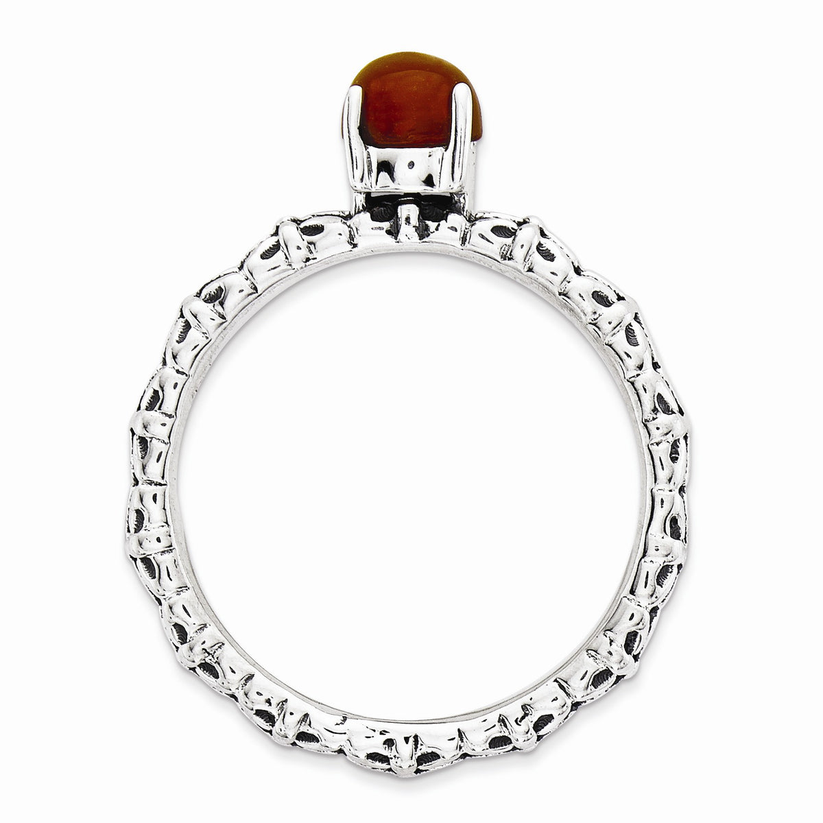 Alternate view of the Antiqued SS Stackable Red Agate Ring by The Black Bow Jewelry Co.