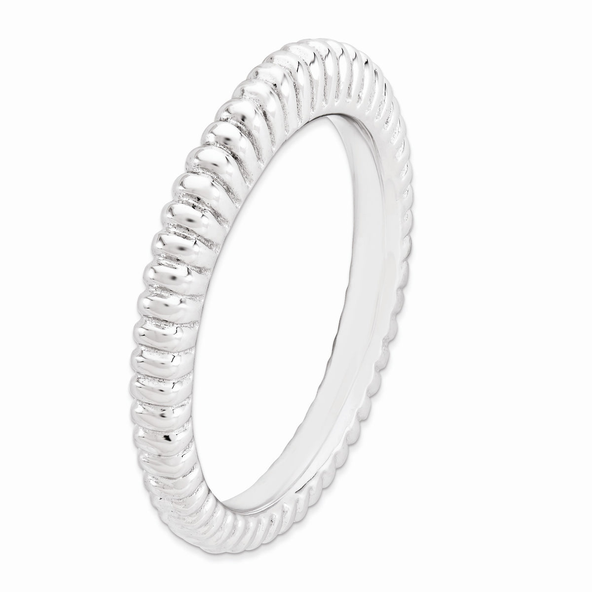Alternate view of the Stackable Sterling Silver Fluted Dome Band by The Black Bow Jewelry Co.