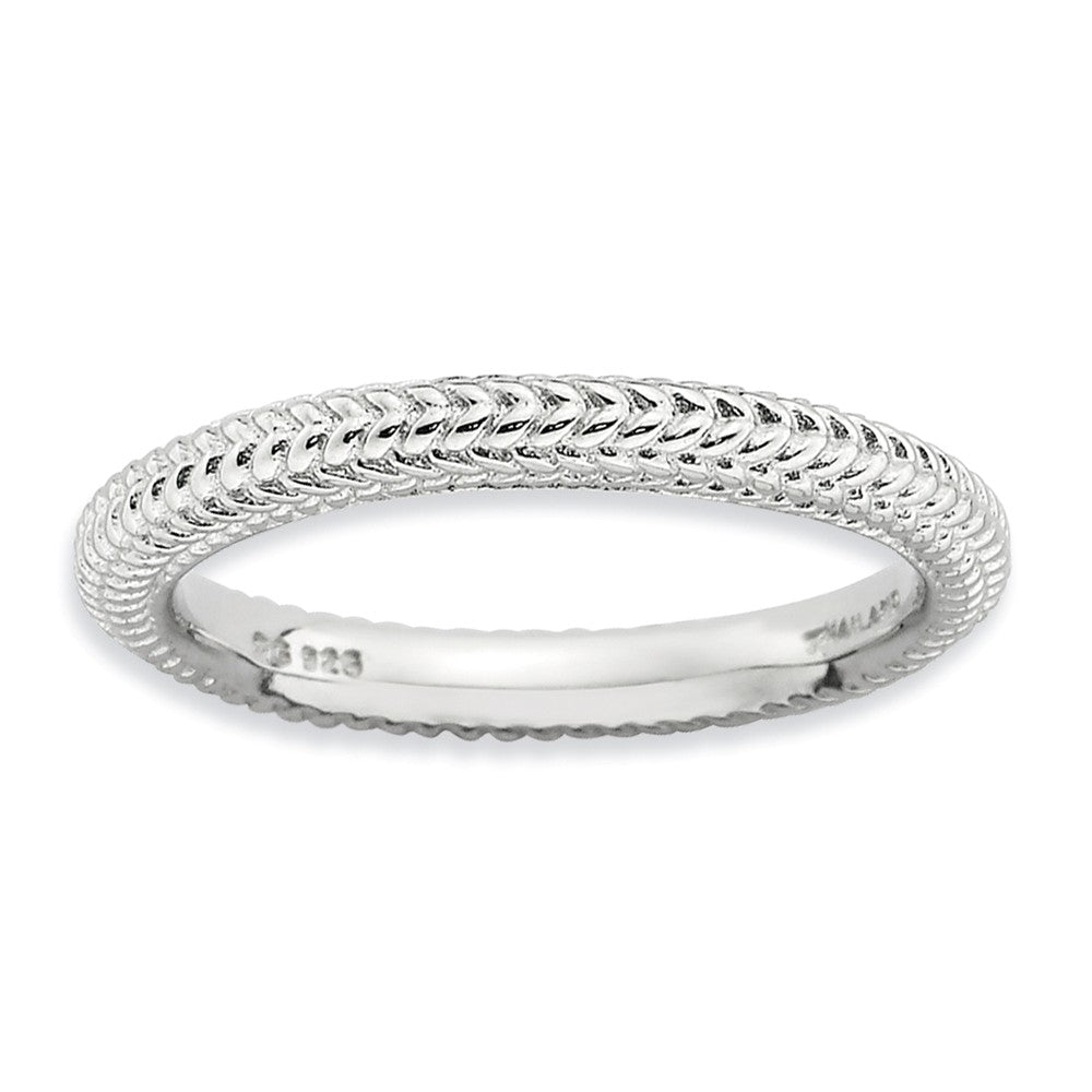 Stackable Sterling Silver Domed Wheat Band, Item R9130 by The Black Bow Jewelry Co.