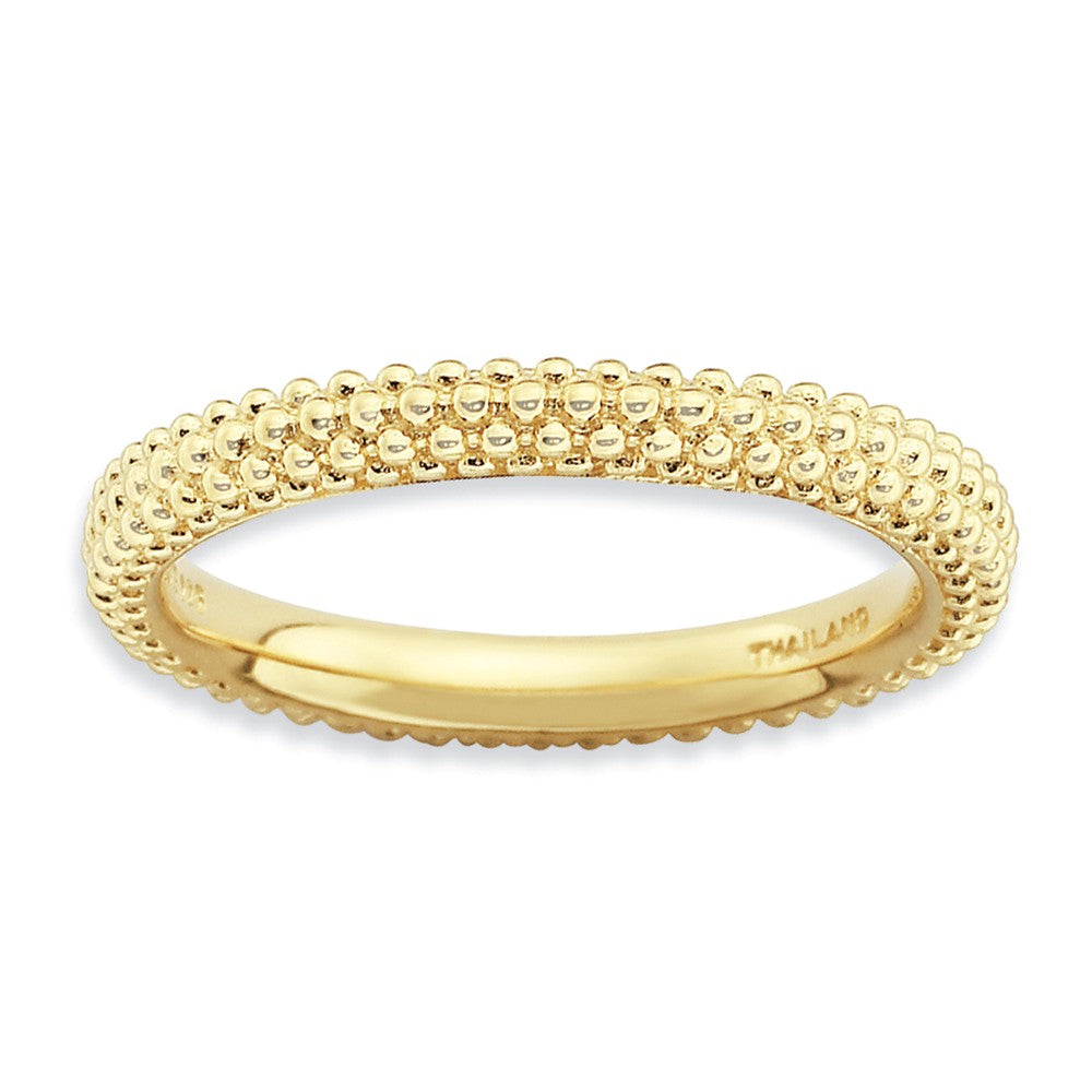 Stackable 14K Yellow Gold Plated Silver Domed Milgrain Band, Item R9133 by The Black Bow Jewelry Co.