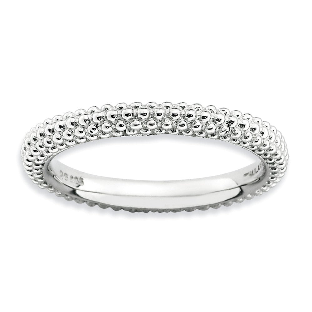 Stackable Sterling Silver Domed Milgrain Band, Item R9134 by The Black Bow Jewelry Co.