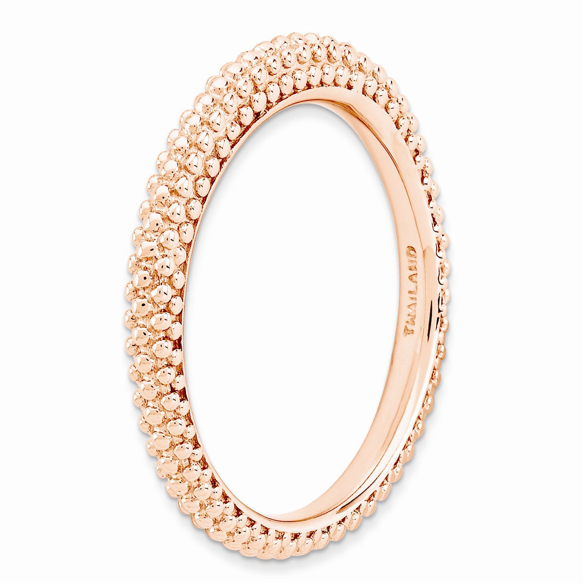 Alternate view of the Stackable 14K Rose Gold Plated Silver Domed Milgrain Band by The Black Bow Jewelry Co.