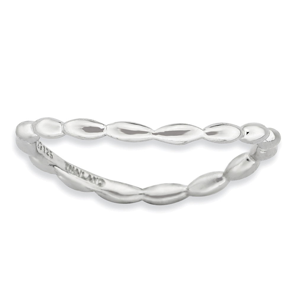 1.5mm Stackable Sterling Silver Curved Rice Bead Band, Item R9146 by The Black Bow Jewelry Co.