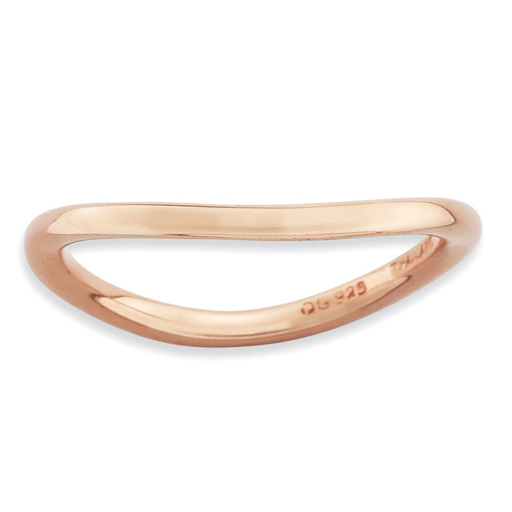 1.5mm Stackable 14K Rose Gold Plated Silver Curved Smooth Band, Item R9151 by The Black Bow Jewelry Co.