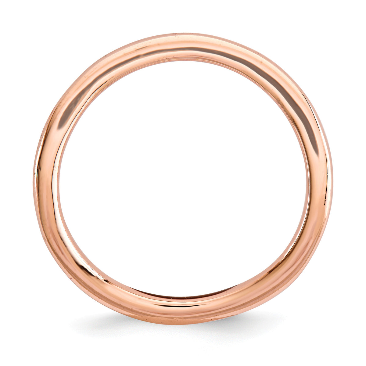 Alternate view of the 1.5mm Stackable 14K Rose Gold Plated Silver Curved Smooth Band by The Black Bow Jewelry Co.