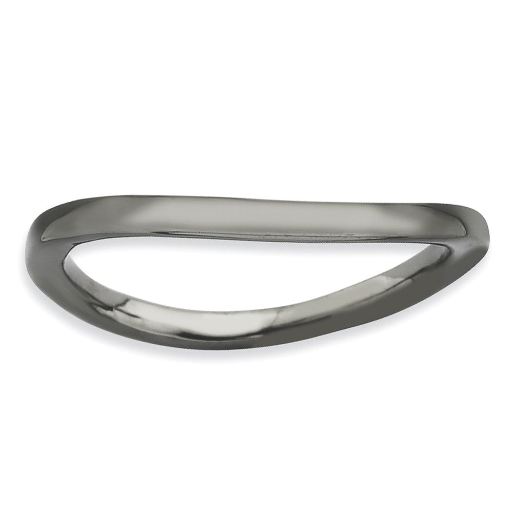 1.5mm Stackable Black Plated Silver Curved Smooth Band, Item R9152 by The Black Bow Jewelry Co.
