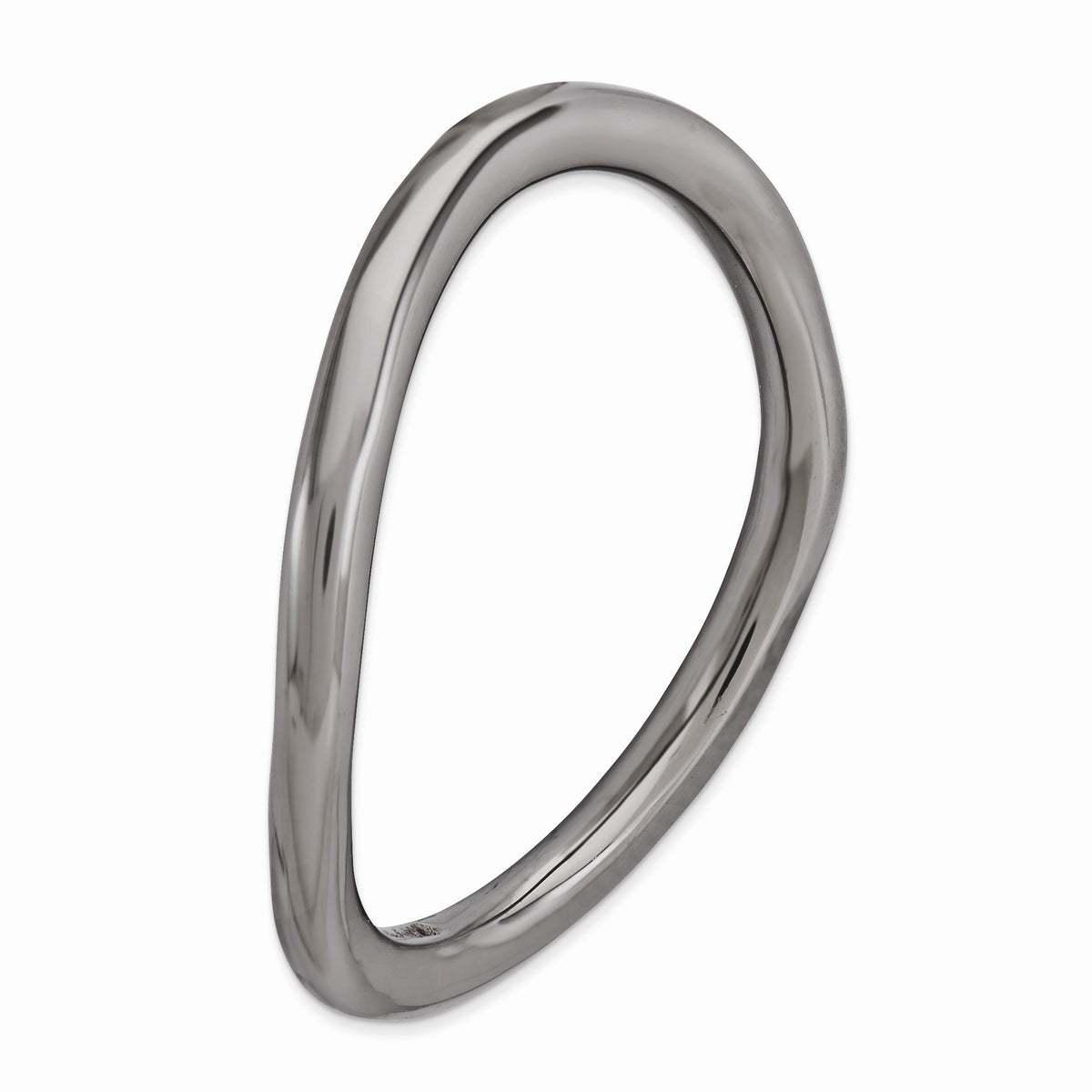 Alternate view of the 1.5mm Stackable Black Plated Silver Curved Smooth Band by The Black Bow Jewelry Co.