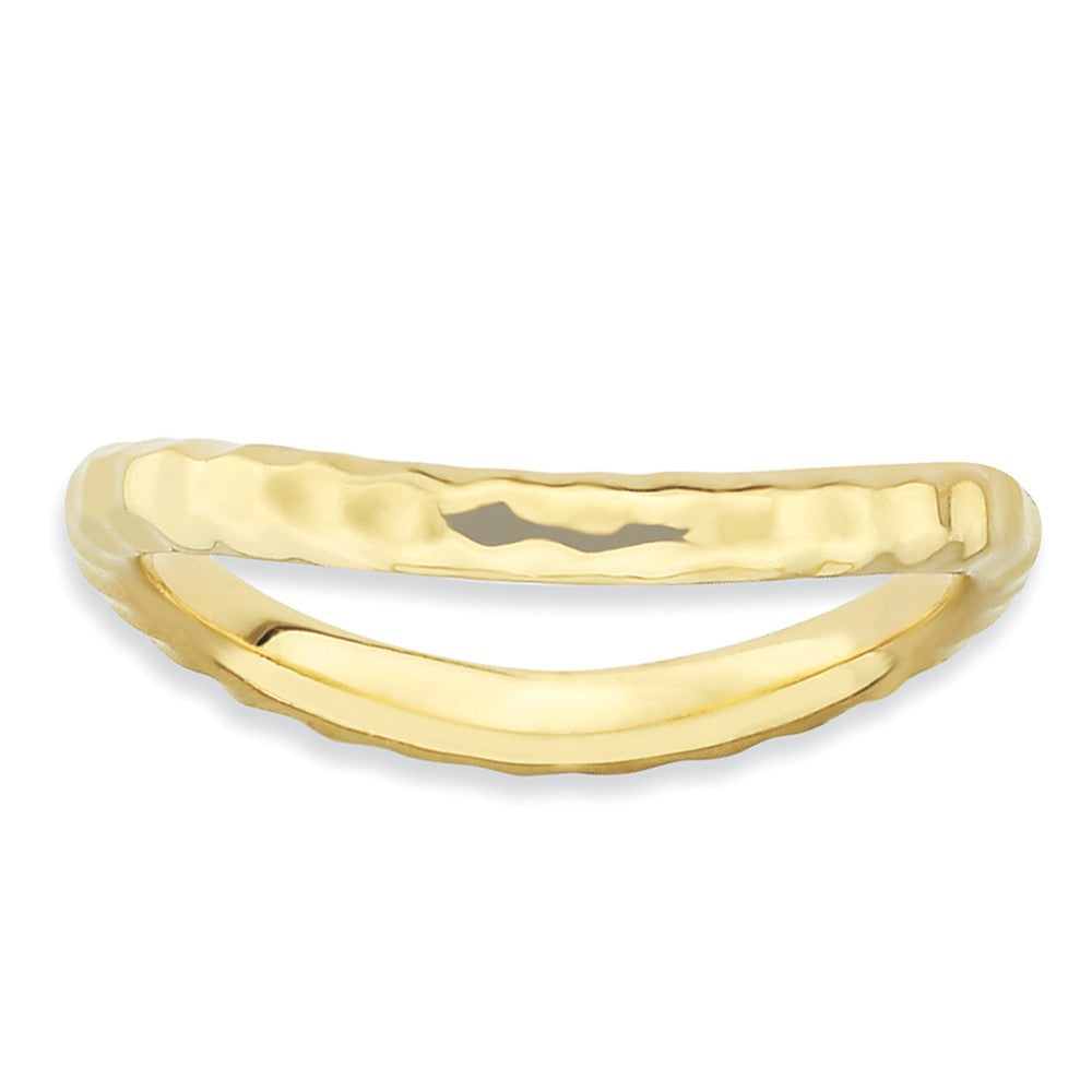 2.25mm Stackable 14K Yellow Gold Plated Silver Curved Hammered Band, Item R9157 by The Black Bow Jewelry Co.