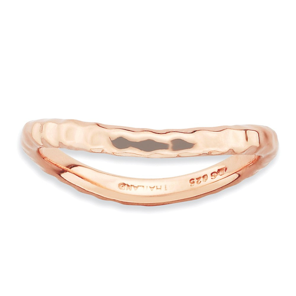2.25mm Stackable 14K Rose Gold Plated Silver Curved Hammered Band, Item R9159 by The Black Bow Jewelry Co.