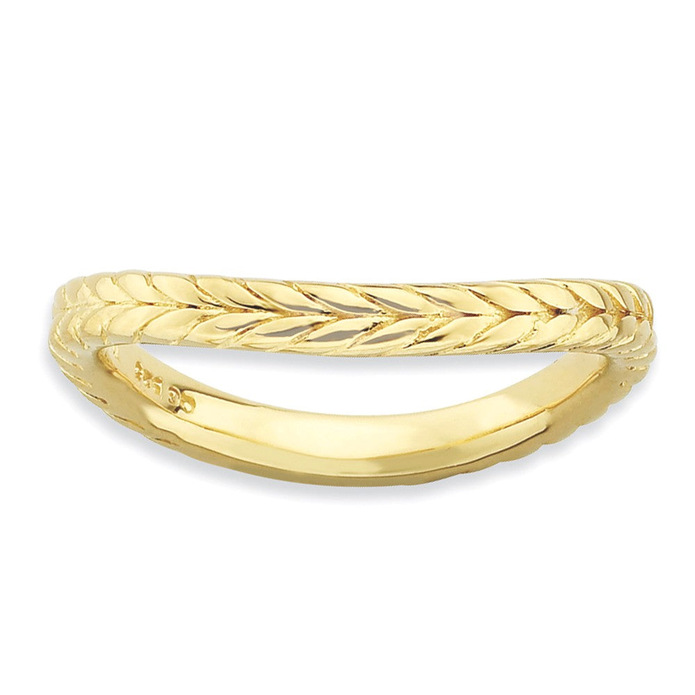 2.25mm Stackable 14K Yellow Gold Plated Silver Curved Wheat Band, Item R9161 by The Black Bow Jewelry Co.