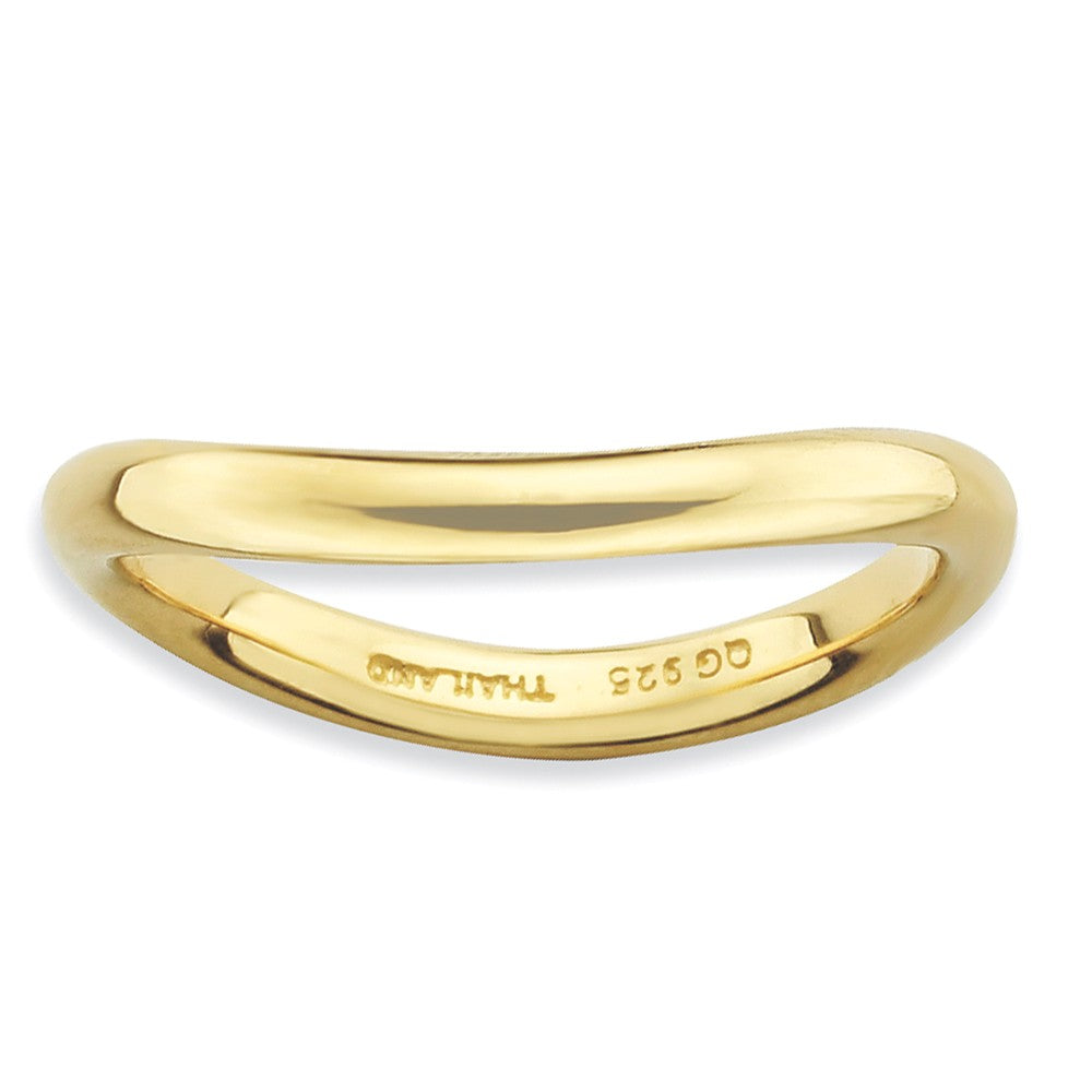 2.25mm Stackable 14K Yellow Gold Plated Silver Curved Polished Band, Item R9165 by The Black Bow Jewelry Co.