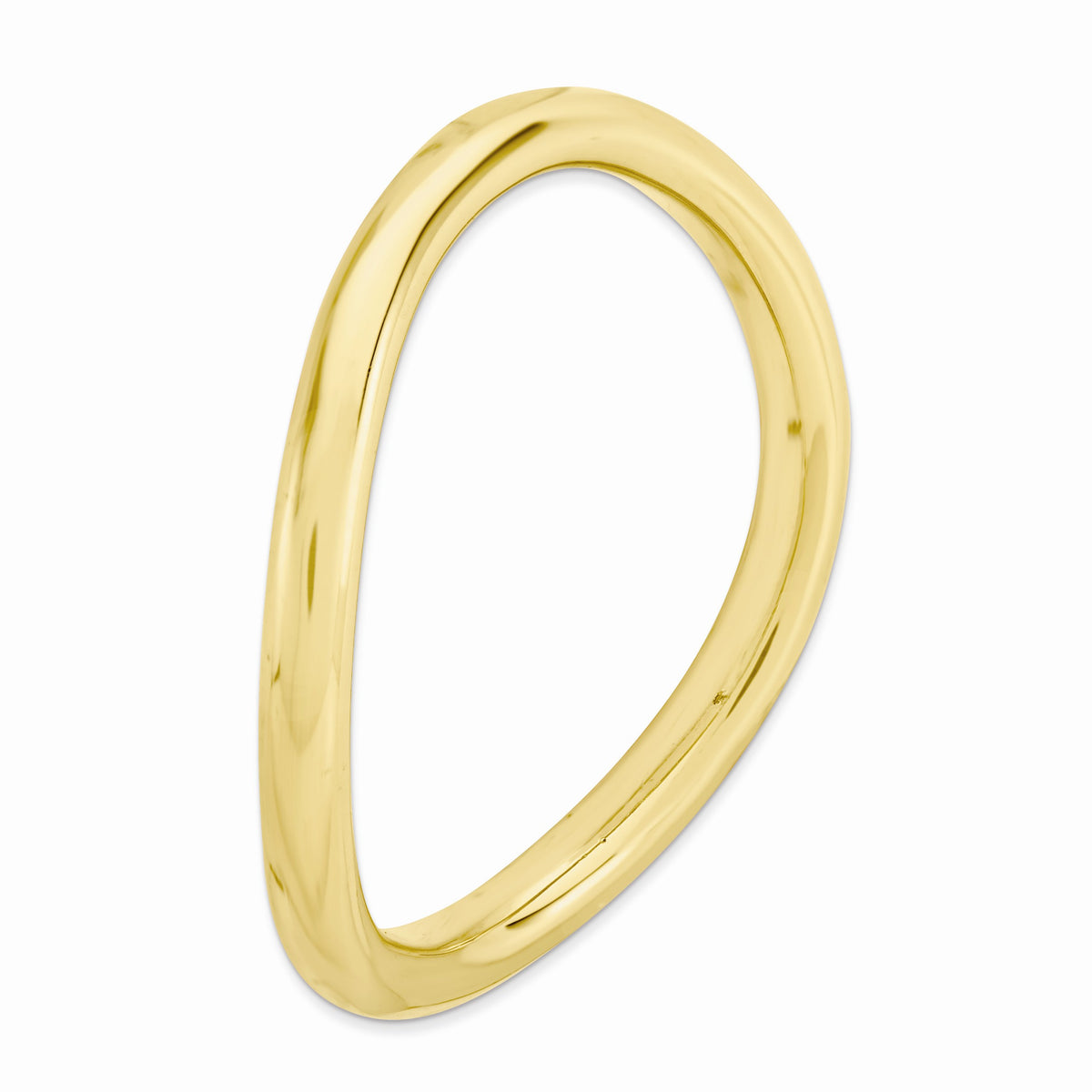 Alternate view of the 2.25mm Stackable 14K Yellow Gold Plated Silver Curved Polished Band by The Black Bow Jewelry Co.