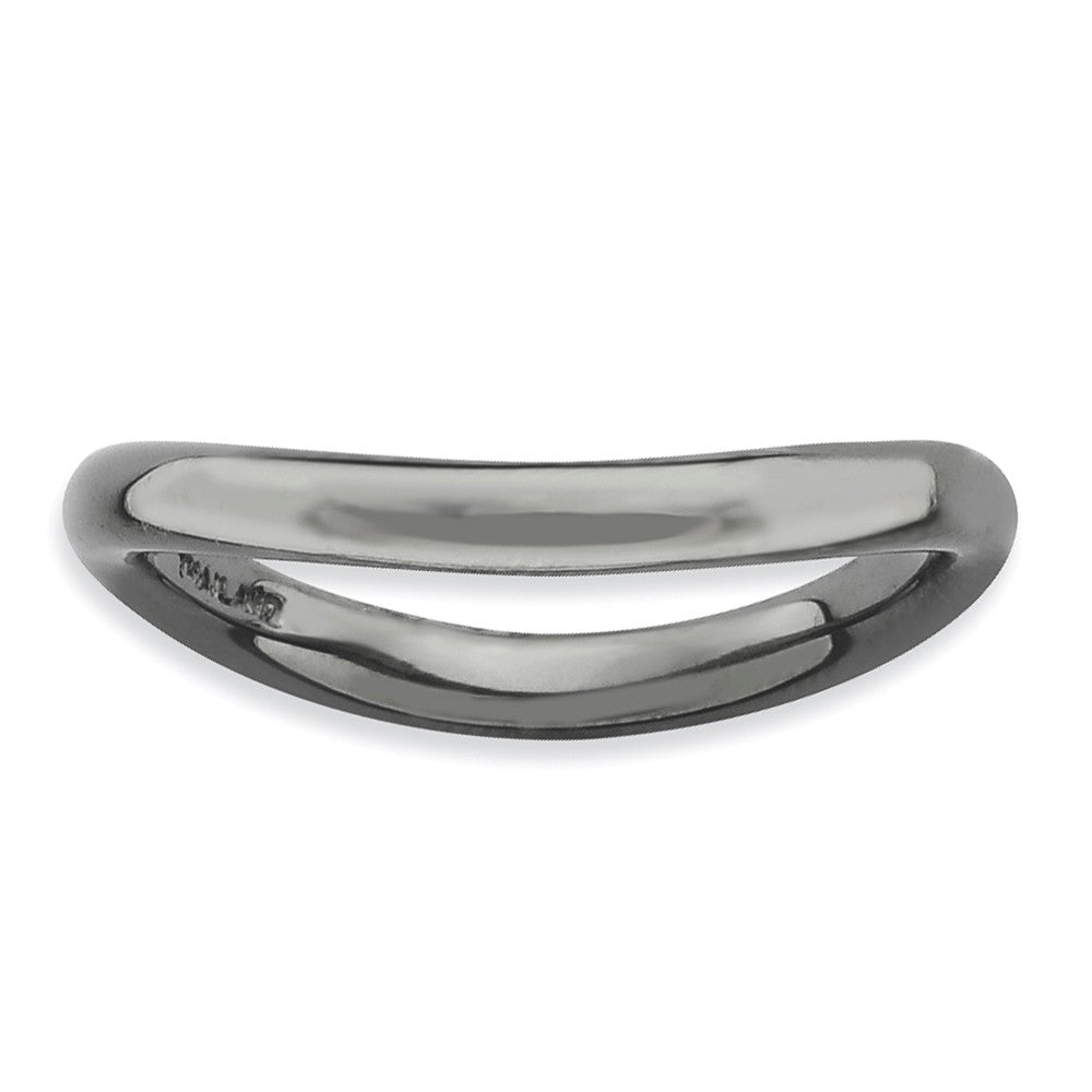 2.25mm Stackable Black Plated Silver Curved Polished Band, Item R9168 by The Black Bow Jewelry Co.