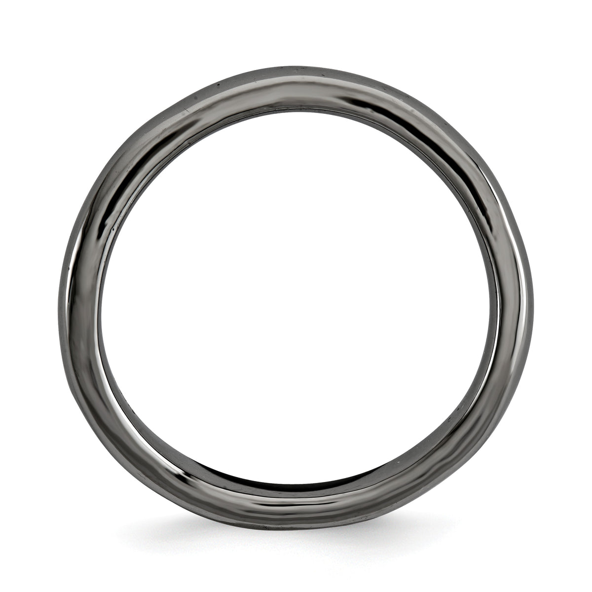 Alternate view of the 2.25mm Stackable Black Plated Silver Curved Polished Band by The Black Bow Jewelry Co.