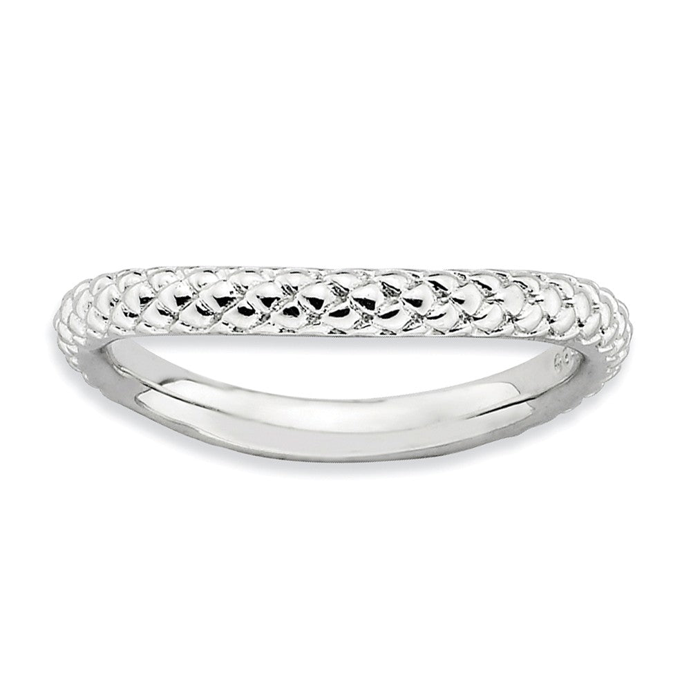 2.25mm Stackable Sterling Silver Curved Textured Band, Item R9170 by The Black Bow Jewelry Co.