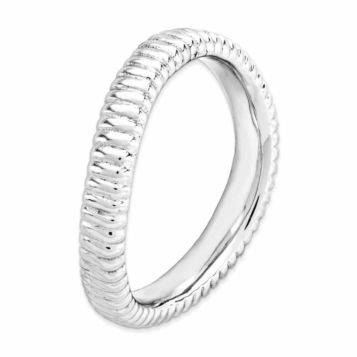 Alternate view of the 3.25mm Stackable Sterling Silver Curved Band by The Black Bow Jewelry Co.