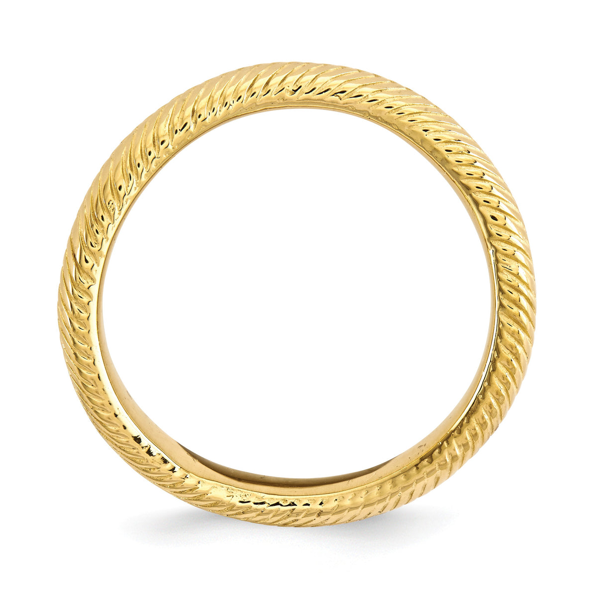 Alternate view of the 3.25mm Stackable 14K Yellow Gold Plated Silver Curved Herringbone Band by The Black Bow Jewelry Co.