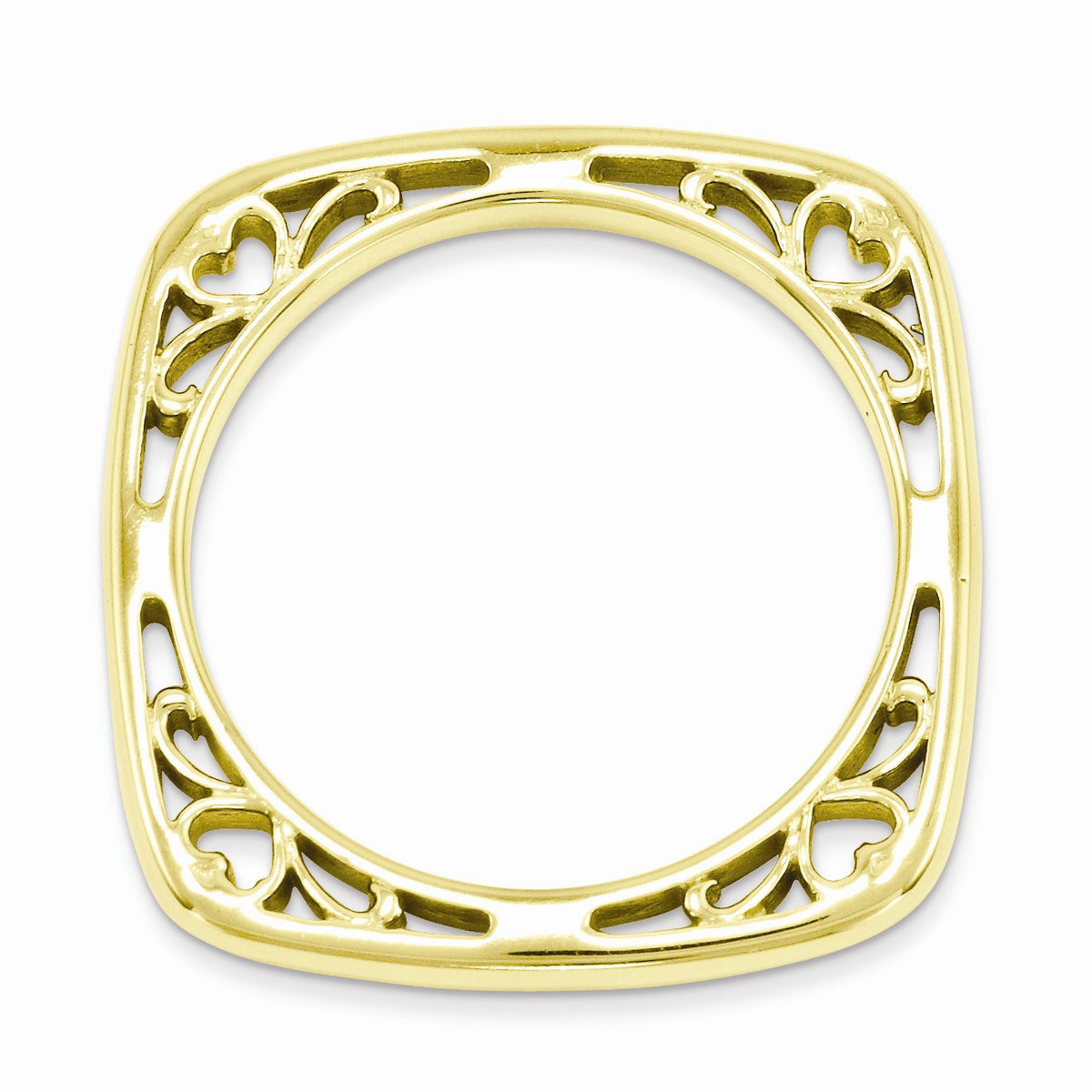 Alternate view of the 2.25mm Stackable 14K Yellow Gold Plated Silver Square Side Scroll Band by The Black Bow Jewelry Co.