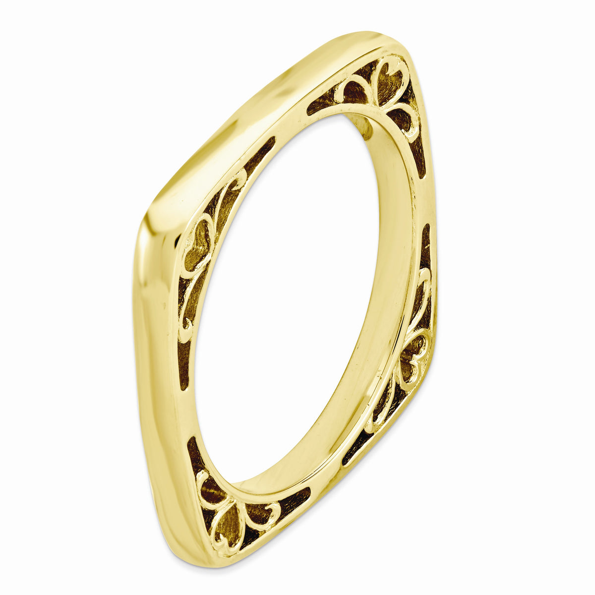 Alternate view of the 2.25mm Stackable 14K Yellow Gold Plated Silver Square Side Scroll Band by The Black Bow Jewelry Co.