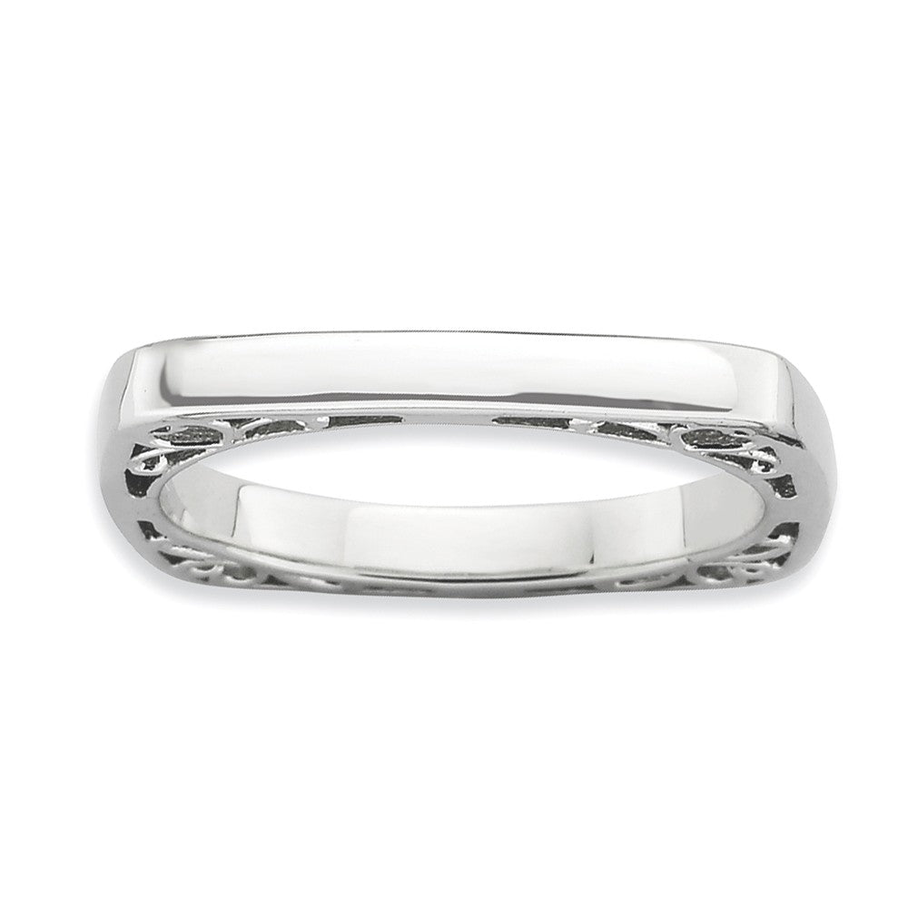 2.25mm Stackable Sterling Silver Square Side Scroll Band, Item R9182 by The Black Bow Jewelry Co.