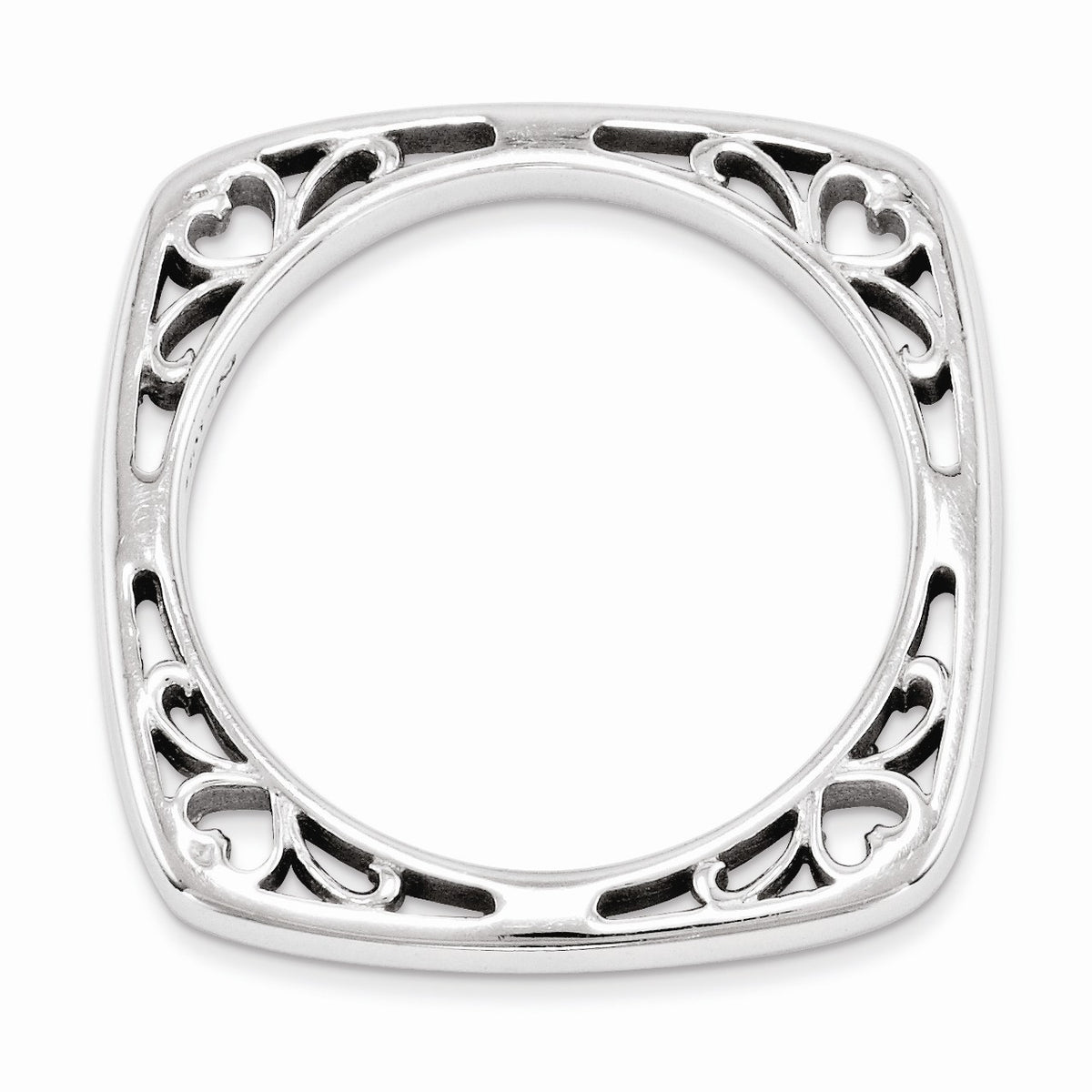 Alternate view of the 2.25mm Stackable Sterling Silver Square Side Scroll Band by The Black Bow Jewelry Co.