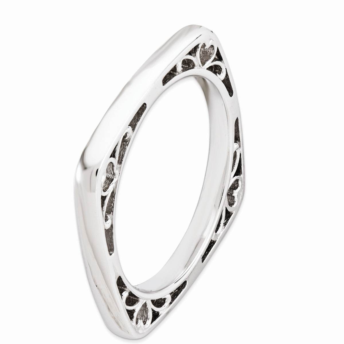 Alternate view of the 2.25mm Stackable Sterling Silver Square Side Scroll Band by The Black Bow Jewelry Co.